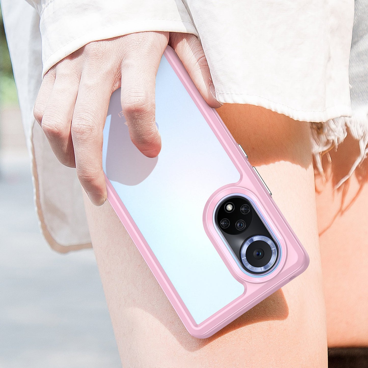 For Huawei nova 9 Pro/Honor 50 Pro Transparent Back Case Hybrid Acrylic + TPU Shockproof Cell Phone Protector with Independent Buttons