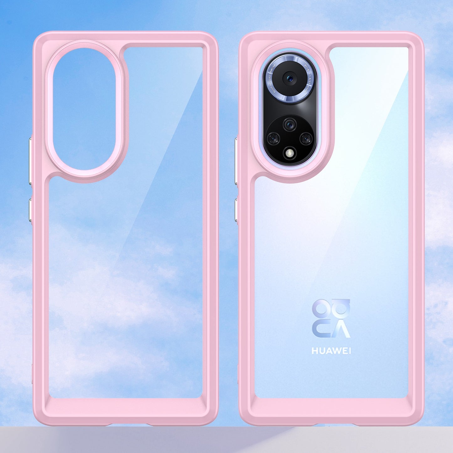 For Huawei nova 9 Pro/Honor 50 Pro Transparent Back Case Hybrid Acrylic + TPU Shockproof Cell Phone Protector with Independent Buttons