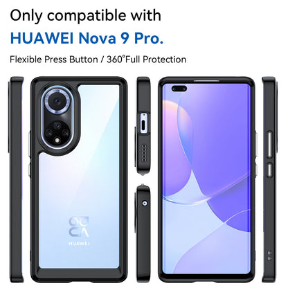 For Huawei nova 9 Pro/Honor 50 Pro Transparent Back Case Hybrid Acrylic + TPU Shockproof Cell Phone Protector with Independent Buttons