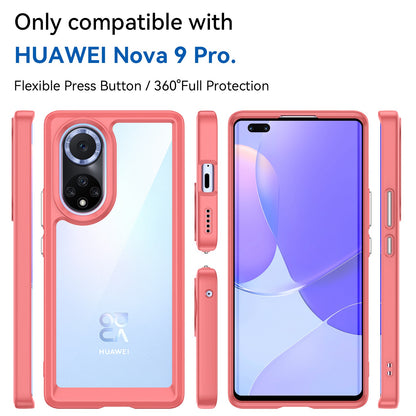 For Huawei nova 9 Pro/Honor 50 Pro Transparent Back Case Hybrid Acrylic + TPU Shockproof Cell Phone Protector with Independent Buttons