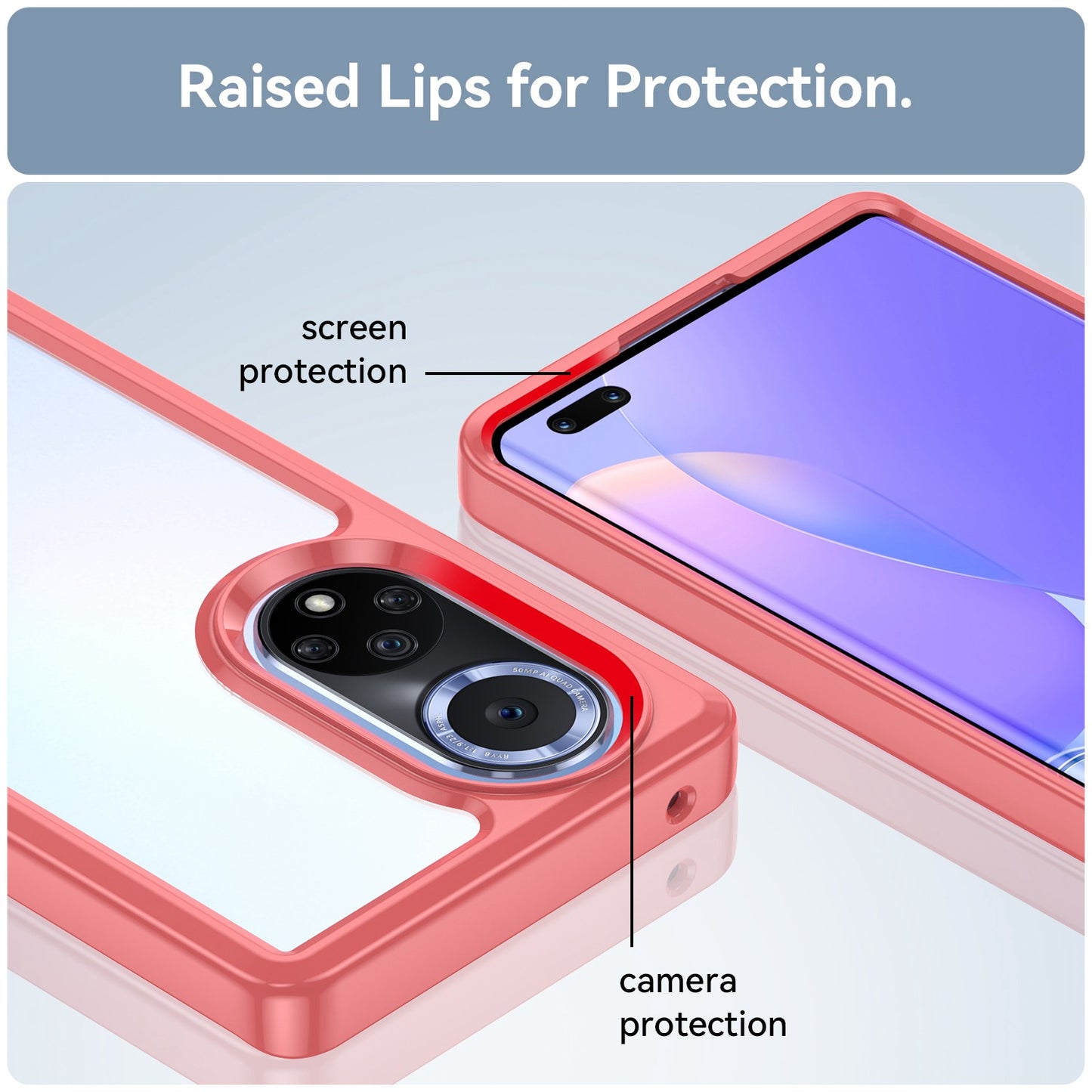 For Huawei nova 9 Pro/Honor 50 Pro Transparent Back Case Hybrid Acrylic + TPU Shockproof Cell Phone Protector with Independent Buttons