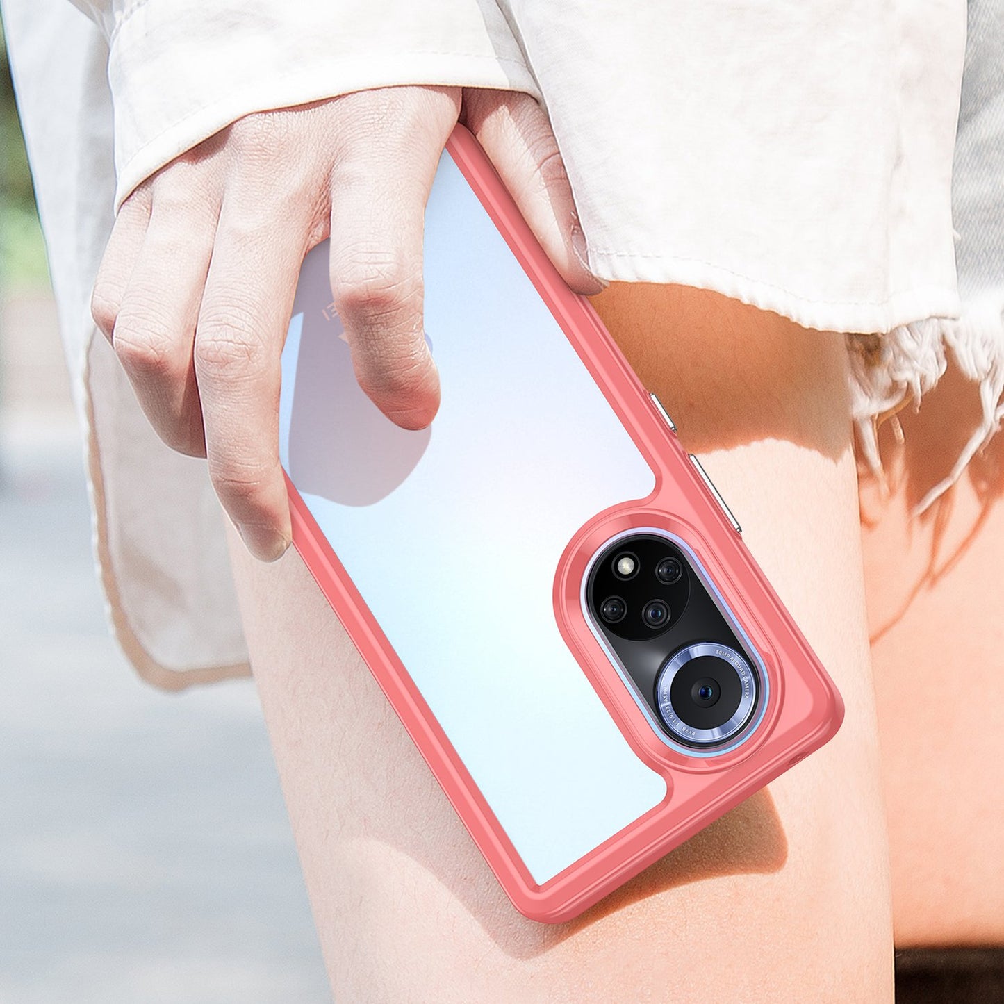 For Huawei nova 9 Pro/Honor 50 Pro Transparent Back Case Hybrid Acrylic + TPU Shockproof Cell Phone Protector with Independent Buttons
