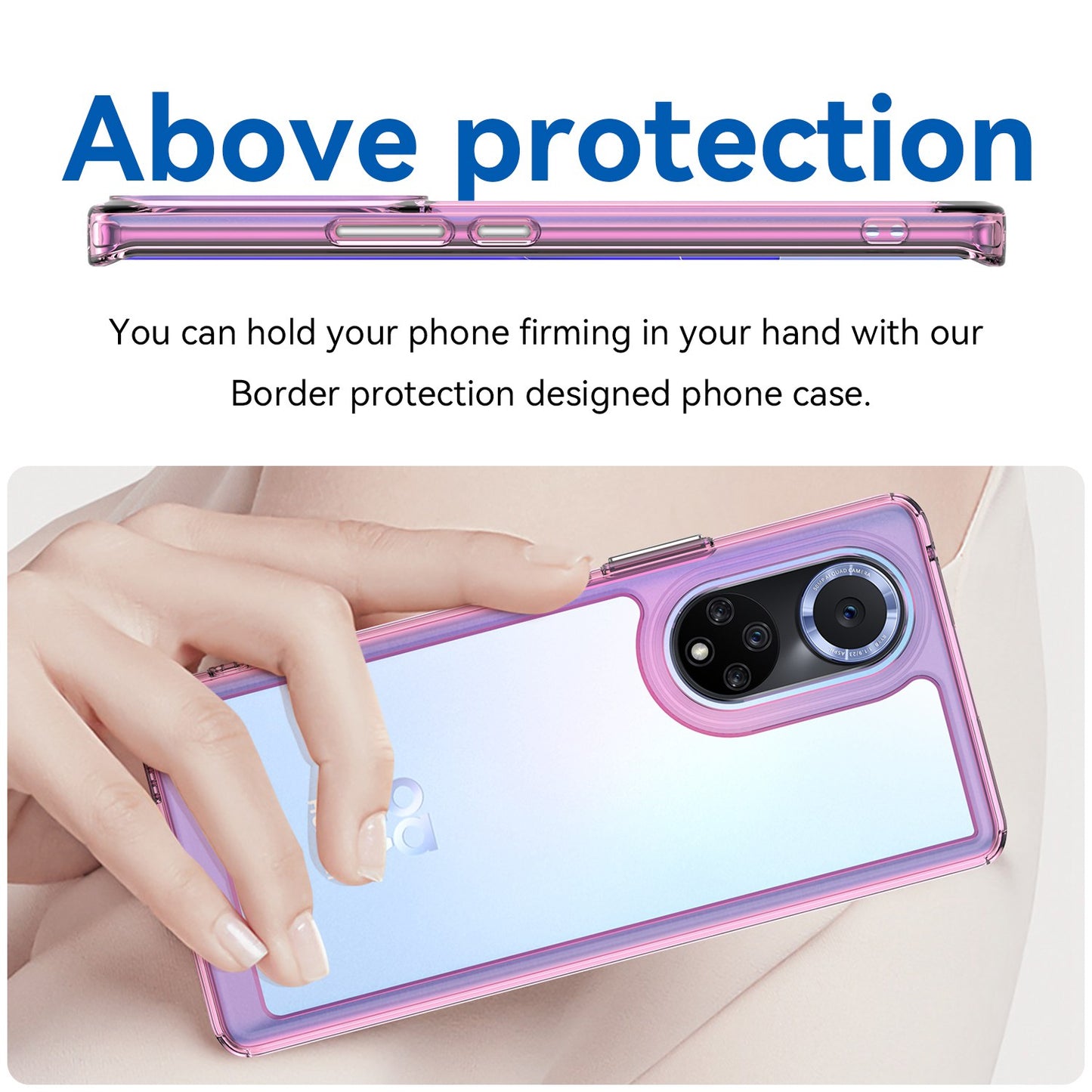 For Huawei nova 9 Pro/Honor 50 Pro Transparent Back Case Hybrid Acrylic + TPU Shockproof Cell Phone Protector with Independent Buttons