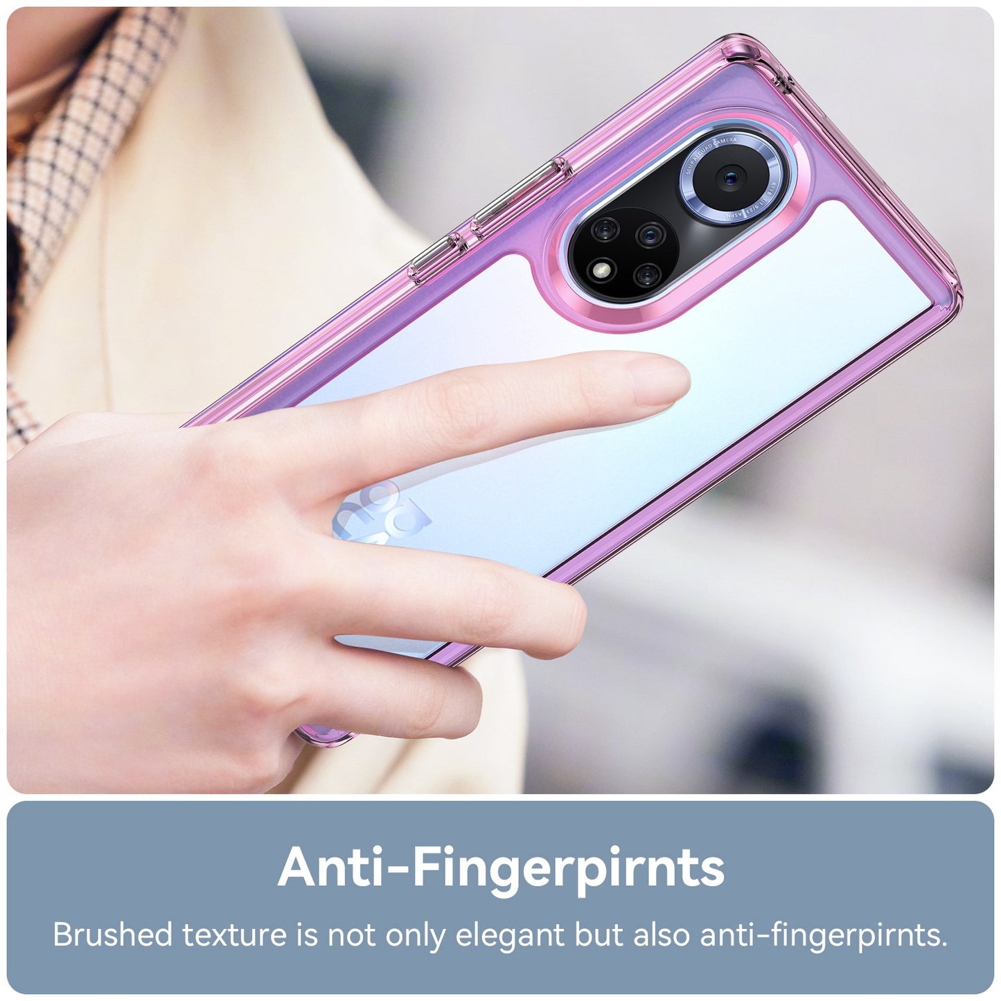 For Huawei nova 9 Pro/Honor 50 Pro Transparent Back Case Hybrid Acrylic + TPU Shockproof Cell Phone Protector with Independent Buttons