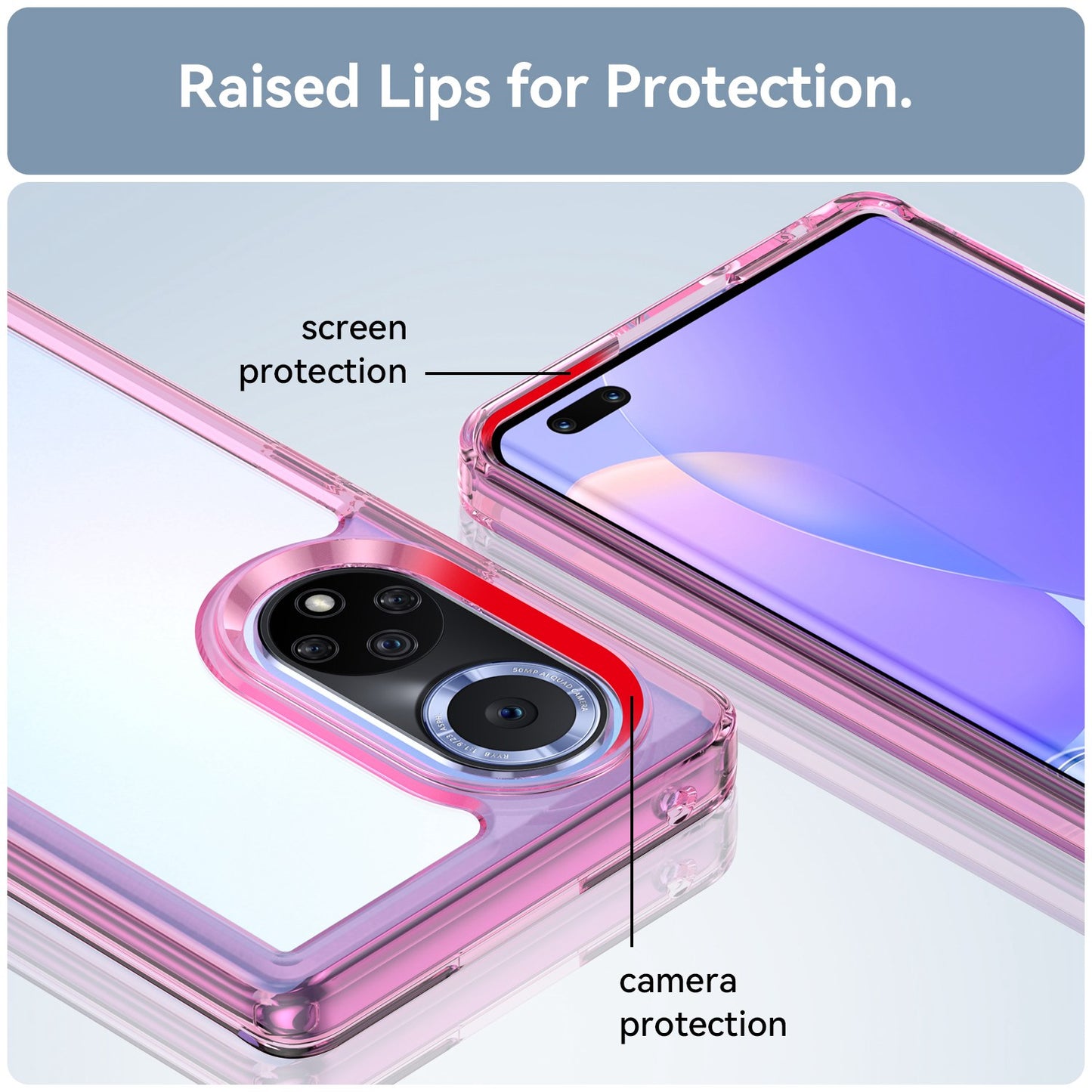 For Huawei nova 9 Pro/Honor 50 Pro Transparent Back Case Hybrid Acrylic + TPU Shockproof Cell Phone Protector with Independent Buttons