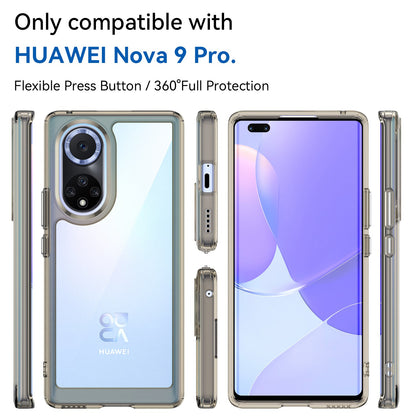For Huawei nova 9 Pro/Honor 50 Pro Transparent Back Case Hybrid Acrylic + TPU Shockproof Cell Phone Protector with Independent Buttons