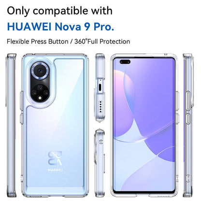 For Huawei nova 9 Pro/Honor 50 Pro Transparent Back Case Hybrid Acrylic + TPU Shockproof Cell Phone Protector with Independent Buttons