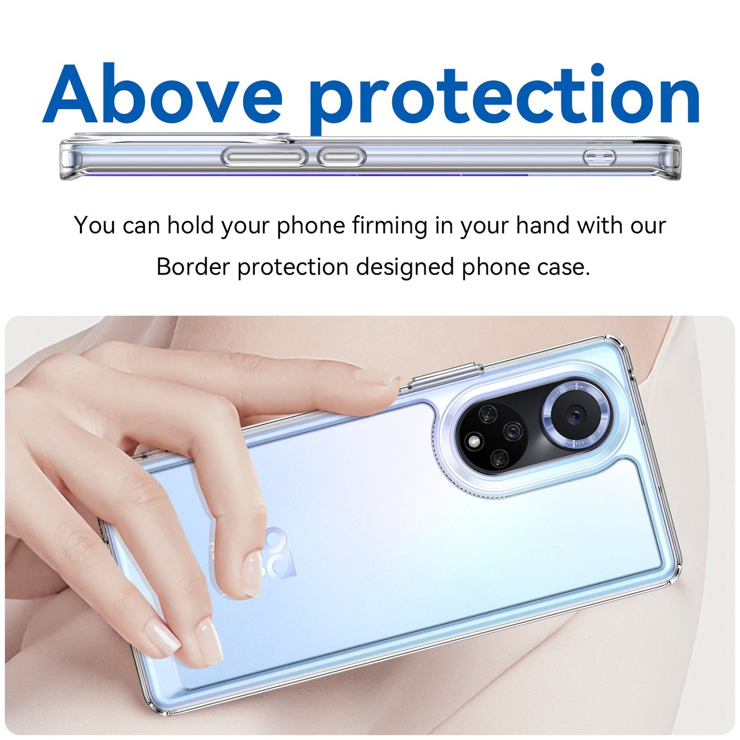 For Huawei nova 9 Pro/Honor 50 Pro Transparent Back Case Hybrid Acrylic + TPU Shockproof Cell Phone Protector with Independent Buttons