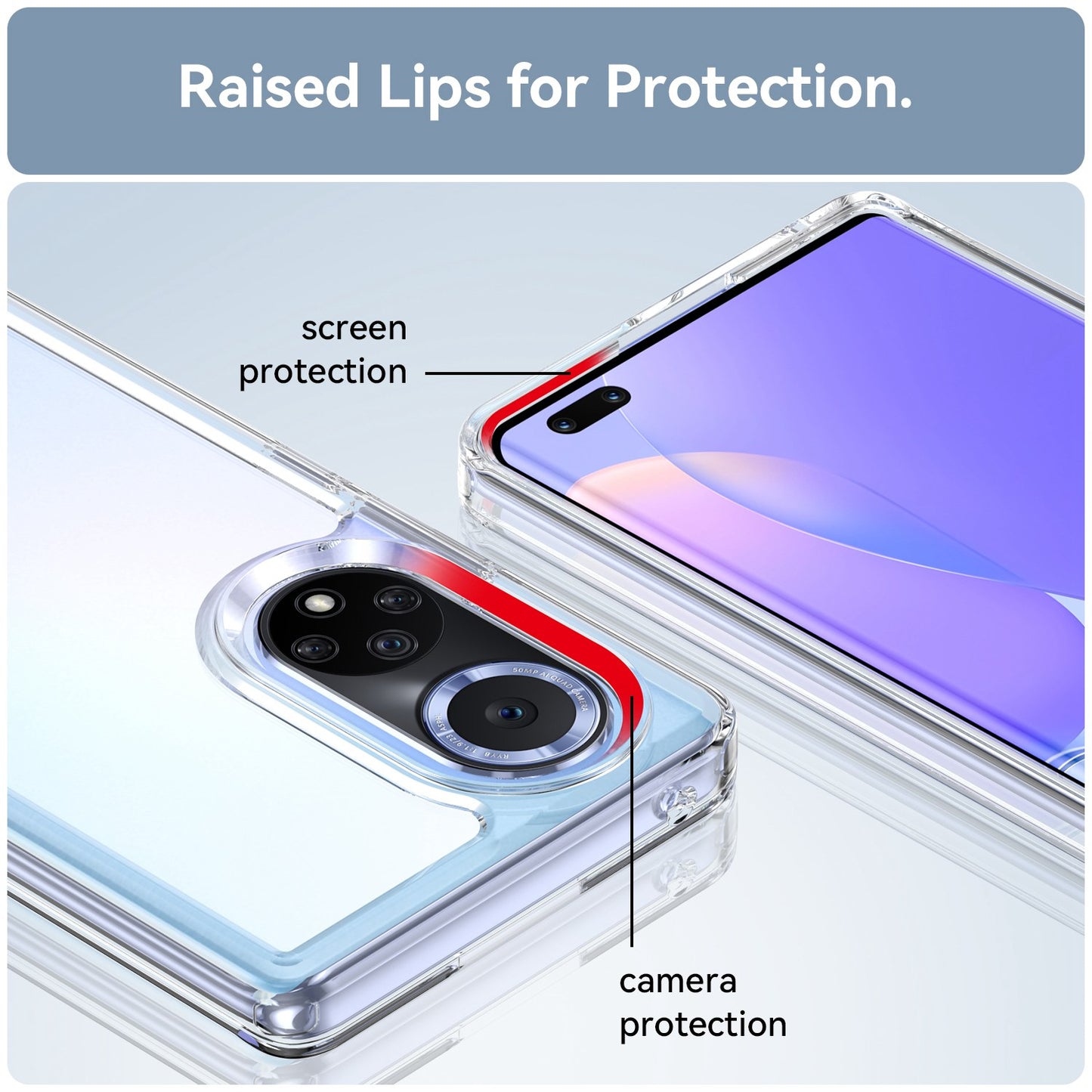 For Huawei nova 9 Pro/Honor 50 Pro Transparent Back Case Hybrid Acrylic + TPU Shockproof Cell Phone Protector with Independent Buttons