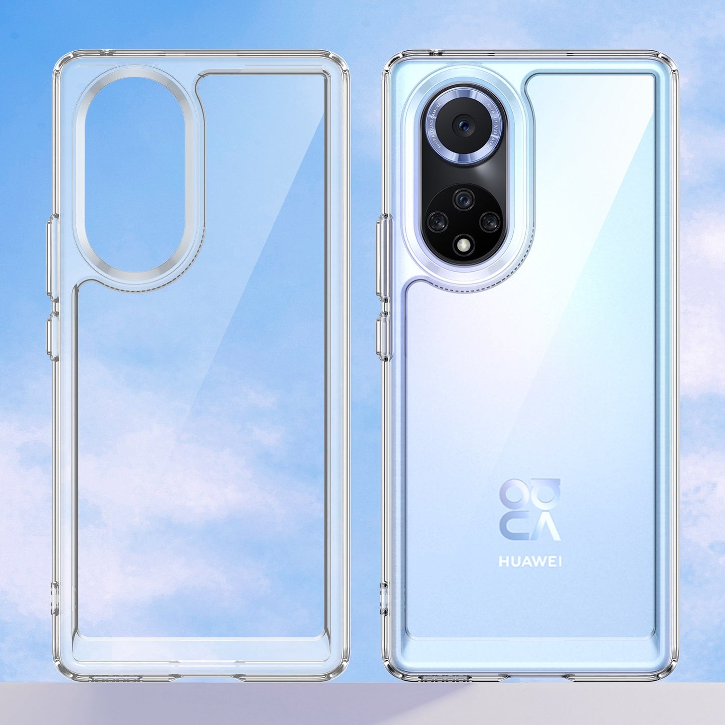 For Huawei nova 9 Pro/Honor 50 Pro Transparent Back Case Hybrid Acrylic + TPU Shockproof Cell Phone Protector with Independent Buttons