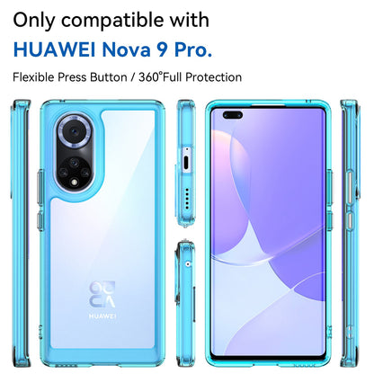 For Huawei nova 9 Pro/Honor 50 Pro Transparent Back Case Hybrid Acrylic + TPU Shockproof Cell Phone Protector with Independent Buttons