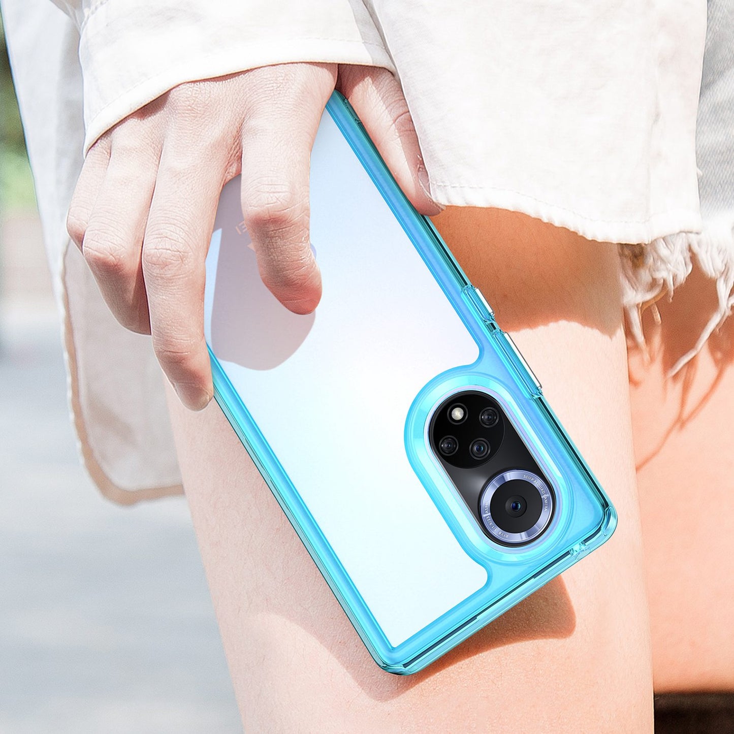 For Huawei nova 9 Pro/Honor 50 Pro Transparent Back Case Hybrid Acrylic + TPU Shockproof Cell Phone Protector with Independent Buttons
