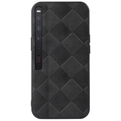 For Huawei Mate Xs 2 Grid Texture PU Leather Drop-proof Phone Case Soft TPU Bumper Hard PC Hybrid Anti-scratch Shell