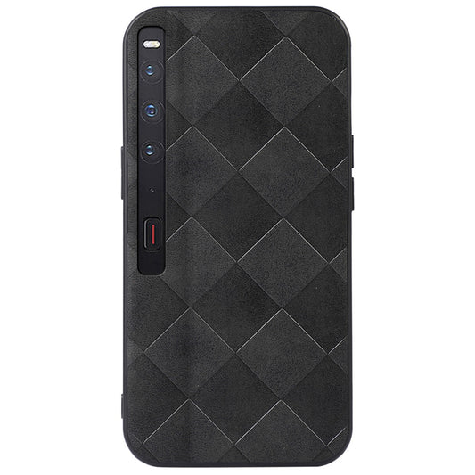 For Huawei Mate Xs 2 Grid Texture PU Leather Drop-proof Phone Case Soft TPU Bumper Hard PC Hybrid Anti-scratch Shell