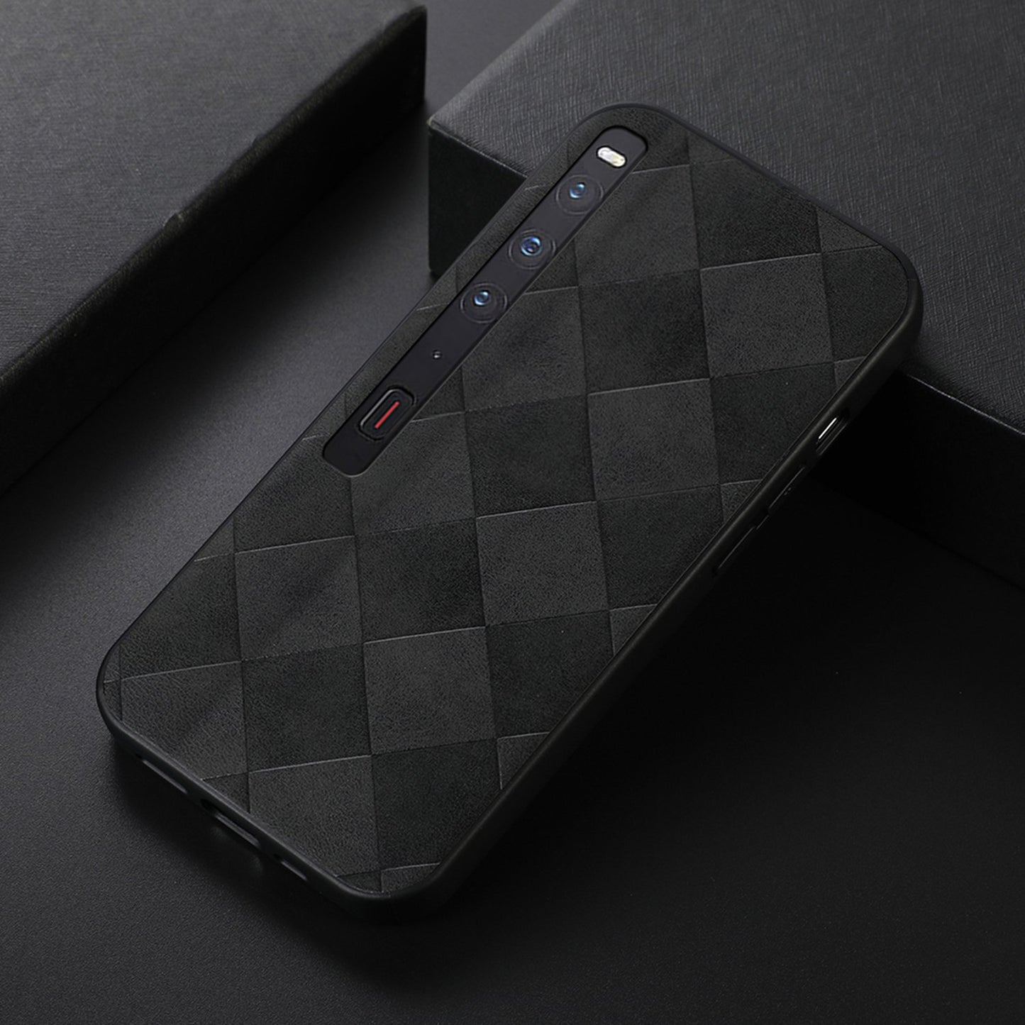 For Huawei Mate Xs 2 Grid Texture PU Leather Drop-proof Phone Case Soft TPU Bumper Hard PC Hybrid Anti-scratch Shell
