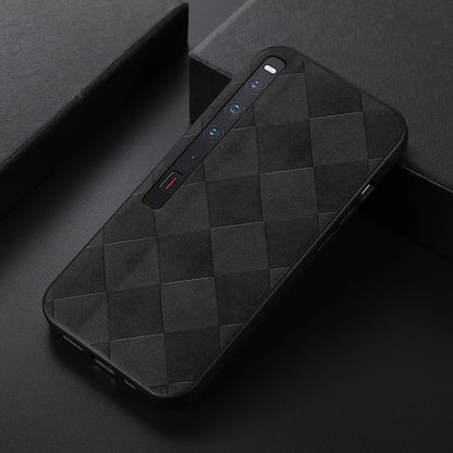 For Huawei Mate Xs 2 Grid Texture PU Leather Drop-proof Phone Case Soft TPU Bumper Hard PC Hybrid Anti-scratch Shell