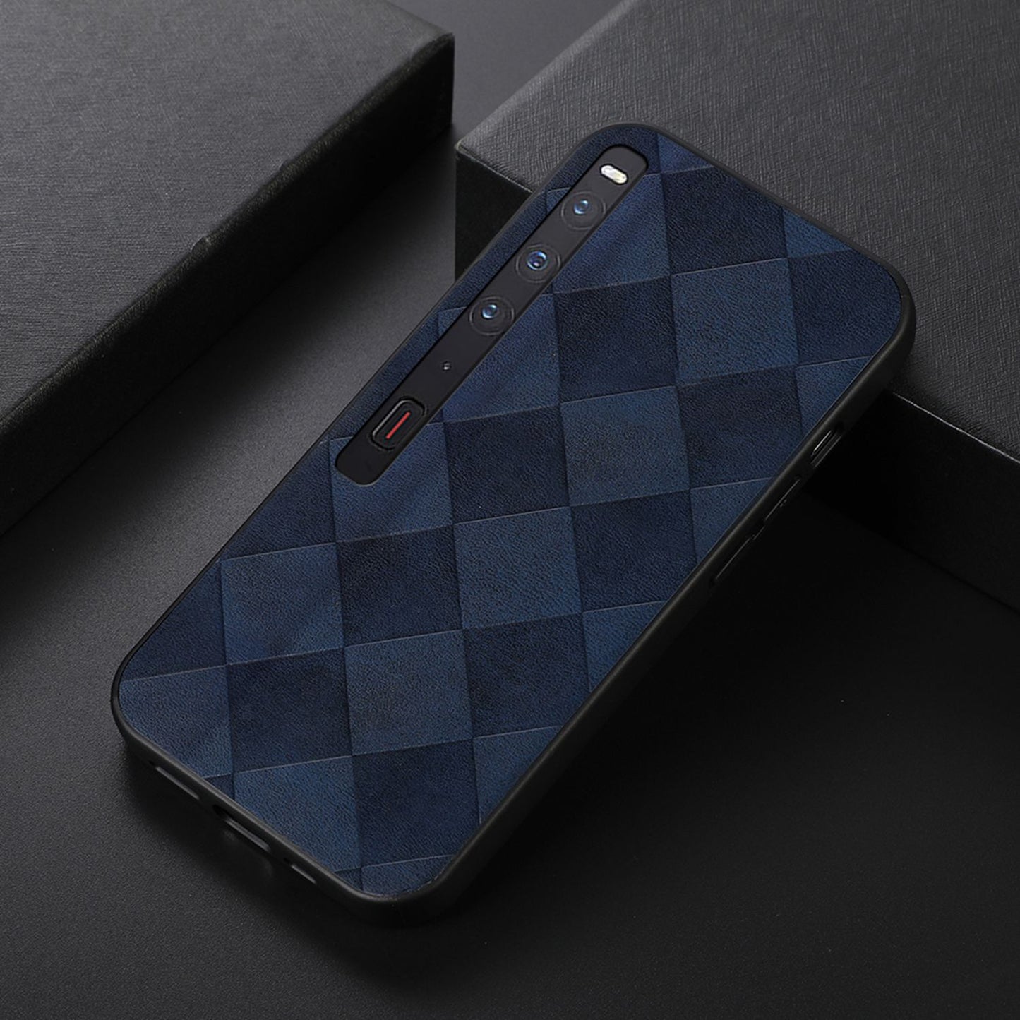 For Huawei Mate Xs 2 Grid Texture PU Leather Drop-proof Phone Case Soft TPU Bumper Hard PC Hybrid Anti-scratch Shell