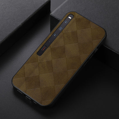 For Huawei Mate Xs 2 Grid Texture PU Leather Drop-proof Phone Case Soft TPU Bumper Hard PC Hybrid Anti-scratch Shell