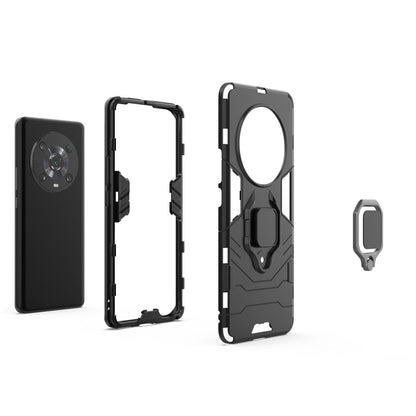 For Honor Magic4 Pro Wear-resistant TPU+PC Phone Case Military Grade Armor Ring Holder Kickstand Back Shell