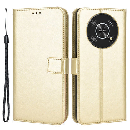 For Honor X9 4G/5G/Magic4 Lite 4G/5G/X30 5G PU Leather Magnetic Case Crazy Horse Texture Inner TPU Anti-Scratch Stand Wallet Cover with Strap