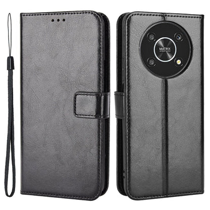 For Honor X9 4G/5G/Magic4 Lite 4G/5G/X30 5G PU Leather Magnetic Case Crazy Horse Texture Inner TPU Anti-Scratch Stand Wallet Cover with Strap