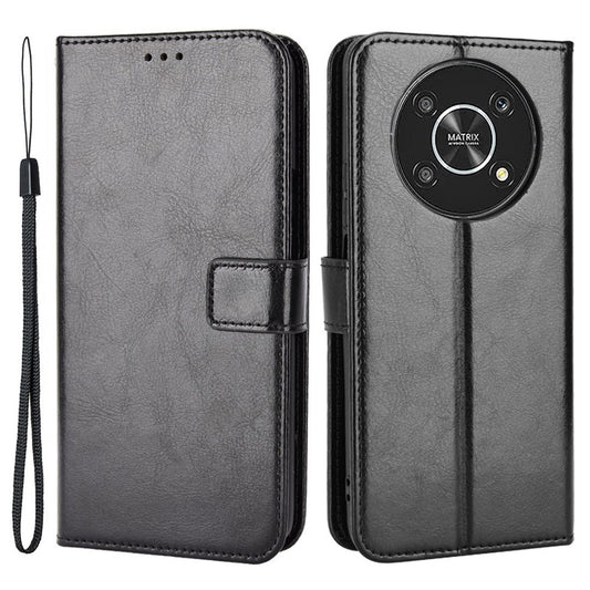 For Honor X9 4G/5G/Magic4 Lite 4G/5G/X30 5G PU Leather Magnetic Case Crazy Horse Texture Inner TPU Anti-Scratch Stand Wallet Cover with Strap