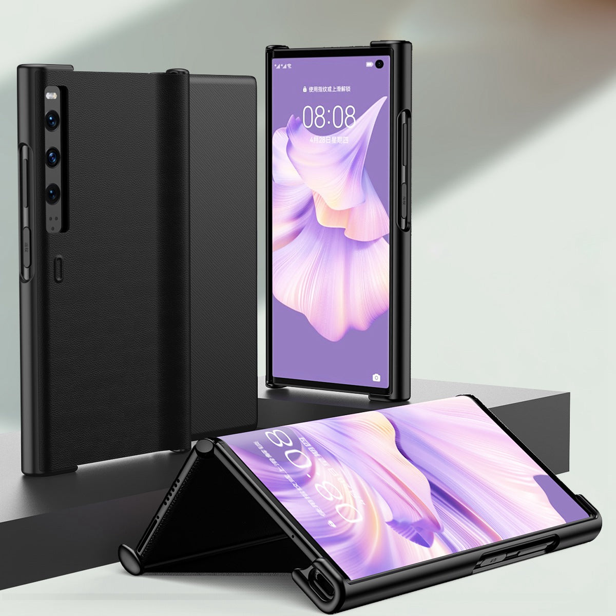For Huawei Mate Xs 2 PU Leather Hard PC Shockproof Cover Stand Anti-Fall Folding Protective Phone Case