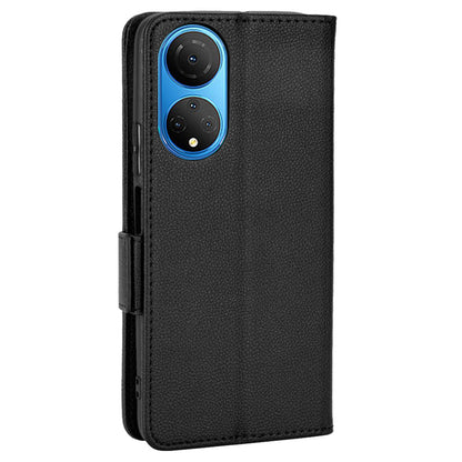 For Honor X7 Litchi Texture Magnetic Closure Wear-resistant Drop-proof Case Leather Stand Wallet Style Cell Phone Shell