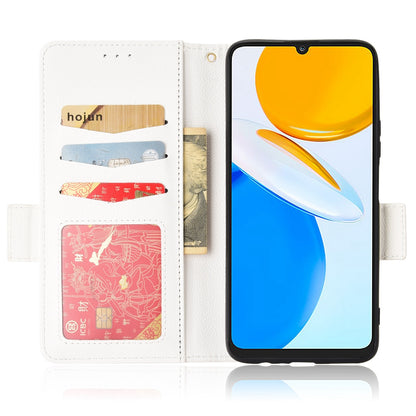 For Honor X7 Litchi Texture Magnetic Closure Wear-resistant Drop-proof Case Leather Stand Wallet Style Cell Phone Shell