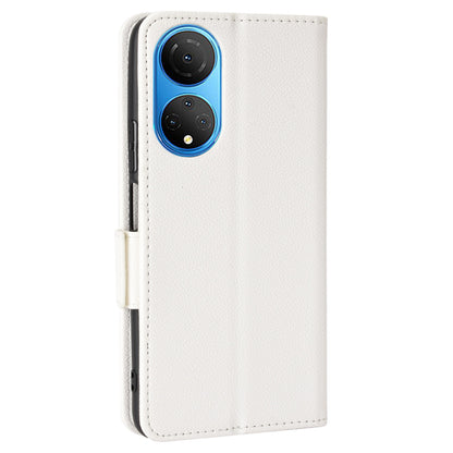 For Honor X7 Litchi Texture Magnetic Closure Wear-resistant Drop-proof Case Leather Stand Wallet Style Cell Phone Shell