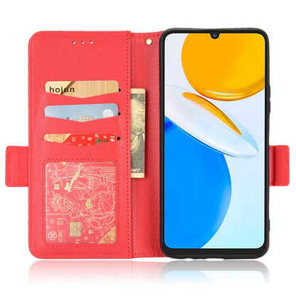For Honor X7 Litchi Texture Magnetic Closure Wear-resistant Drop-proof Case Leather Stand Wallet Style Cell Phone Shell