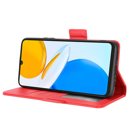 For Honor X7 Litchi Texture Magnetic Closure Wear-resistant Drop-proof Case Leather Stand Wallet Style Cell Phone Shell