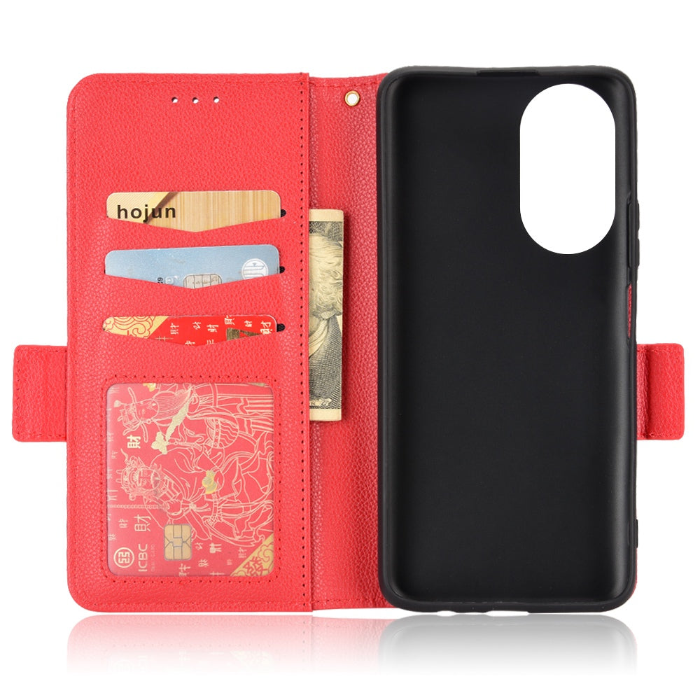 For Honor X7 Litchi Texture Magnetic Closure Wear-resistant Drop-proof Case Leather Stand Wallet Style Cell Phone Shell