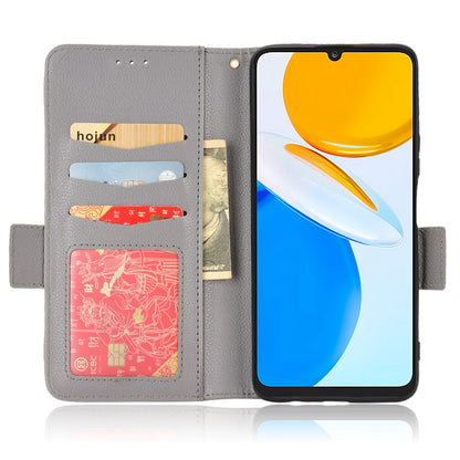 For Honor X7 Litchi Texture Magnetic Closure Wear-resistant Drop-proof Case Leather Stand Wallet Style Cell Phone Shell