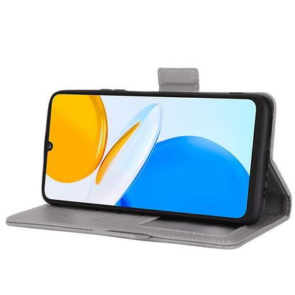 For Honor X7 Litchi Texture Magnetic Closure Wear-resistant Drop-proof Case Leather Stand Wallet Style Cell Phone Shell