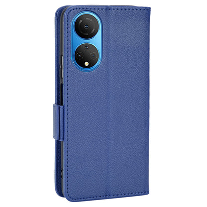 For Honor X7 Litchi Texture Magnetic Closure Wear-resistant Drop-proof Case Leather Stand Wallet Style Cell Phone Shell