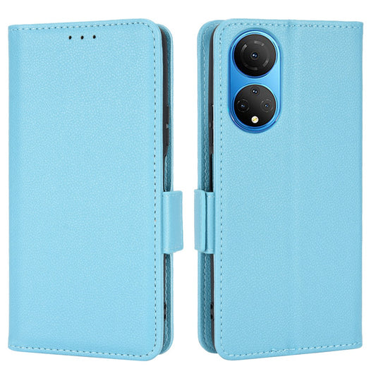 For Honor X7 Litchi Texture Magnetic Closure Wear-resistant Drop-proof Case Leather Stand Wallet Style Cell Phone Shell