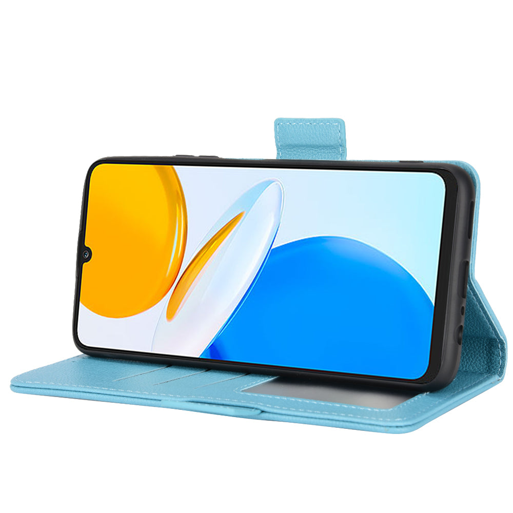For Honor X7 Litchi Texture Magnetic Closure Wear-resistant Drop-proof Case Leather Stand Wallet Style Cell Phone Shell