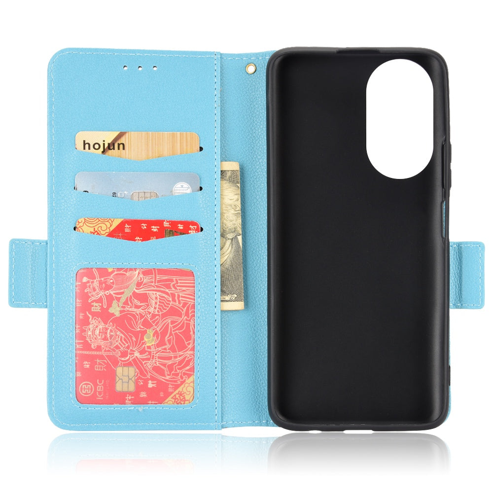 For Honor X7 Litchi Texture Magnetic Closure Wear-resistant Drop-proof Case Leather Stand Wallet Style Cell Phone Shell