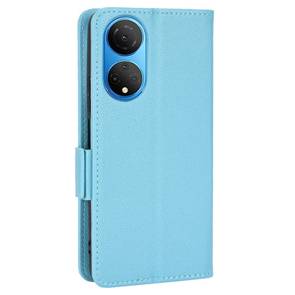 For Honor X7 Litchi Texture Magnetic Closure Wear-resistant Drop-proof Case Leather Stand Wallet Style Cell Phone Shell