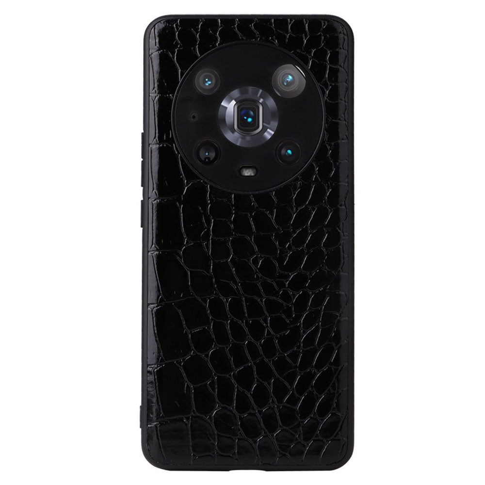 For Honor Magic4 Pro Anti-scratch Phone Case Textured PU Leather Coated TPU +PC Hybrid Protective Cover