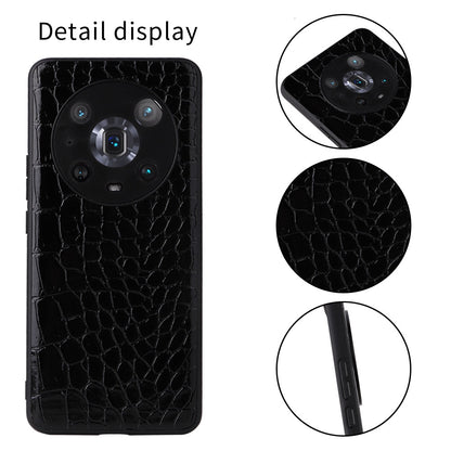For Honor Magic4 Pro Anti-scratch Phone Case Textured PU Leather Coated TPU +PC Hybrid Protective Cover