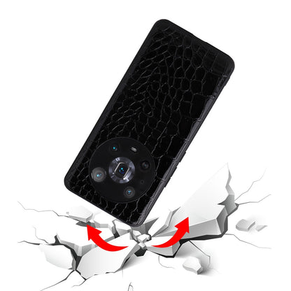 For Honor Magic4 Pro Anti-scratch Phone Case Textured PU Leather Coated TPU +PC Hybrid Protective Cover