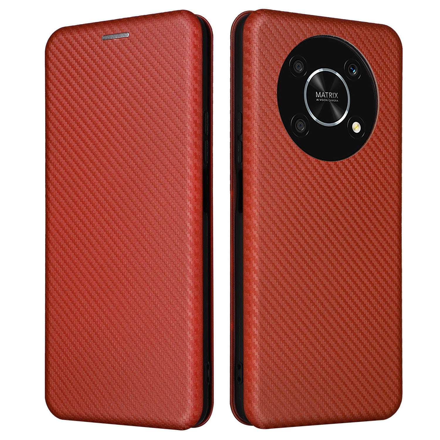 For Honor X9 5G/X30/Magic4 Lite 5G Carbon Fiber Texture PU Leather Soft TPU Folio Flip Cover Card Slot Stand Magnetic Auto-absorbed Case