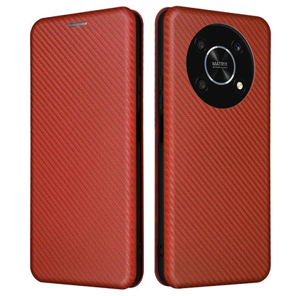 For Honor X9 5G/X30/Magic4 Lite 5G Carbon Fiber Texture PU Leather Soft TPU Folio Flip Cover Card Slot Stand Magnetic Auto-absorbed Case