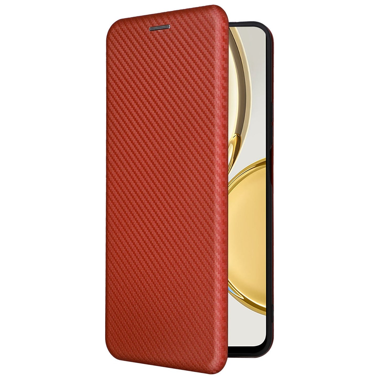 For Honor X9 5G/X30/Magic4 Lite 5G Carbon Fiber Texture PU Leather Soft TPU Folio Flip Cover Card Slot Stand Magnetic Auto-absorbed Case