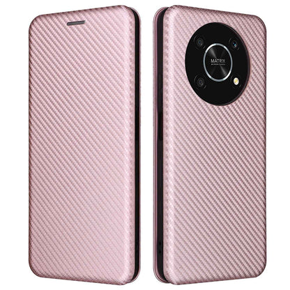 For Honor X9 5G/X30/Magic4 Lite 5G Carbon Fiber Texture PU Leather Soft TPU Folio Flip Cover Card Slot Stand Magnetic Auto-absorbed Case