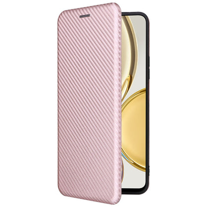 For Honor X9 5G/X30/Magic4 Lite 5G Carbon Fiber Texture PU Leather Soft TPU Folio Flip Cover Card Slot Stand Magnetic Auto-absorbed Case