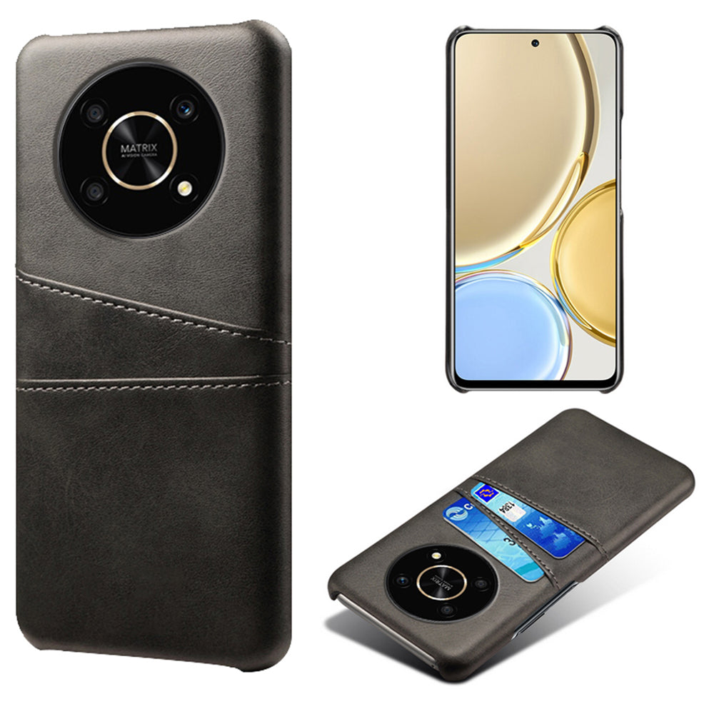 For Honor X30/Magic4 Lite 5G/X9 4G/5G Phone Case with Two Card Slots Wear-resistant PU Leather Coated Hard PC Protector Cover