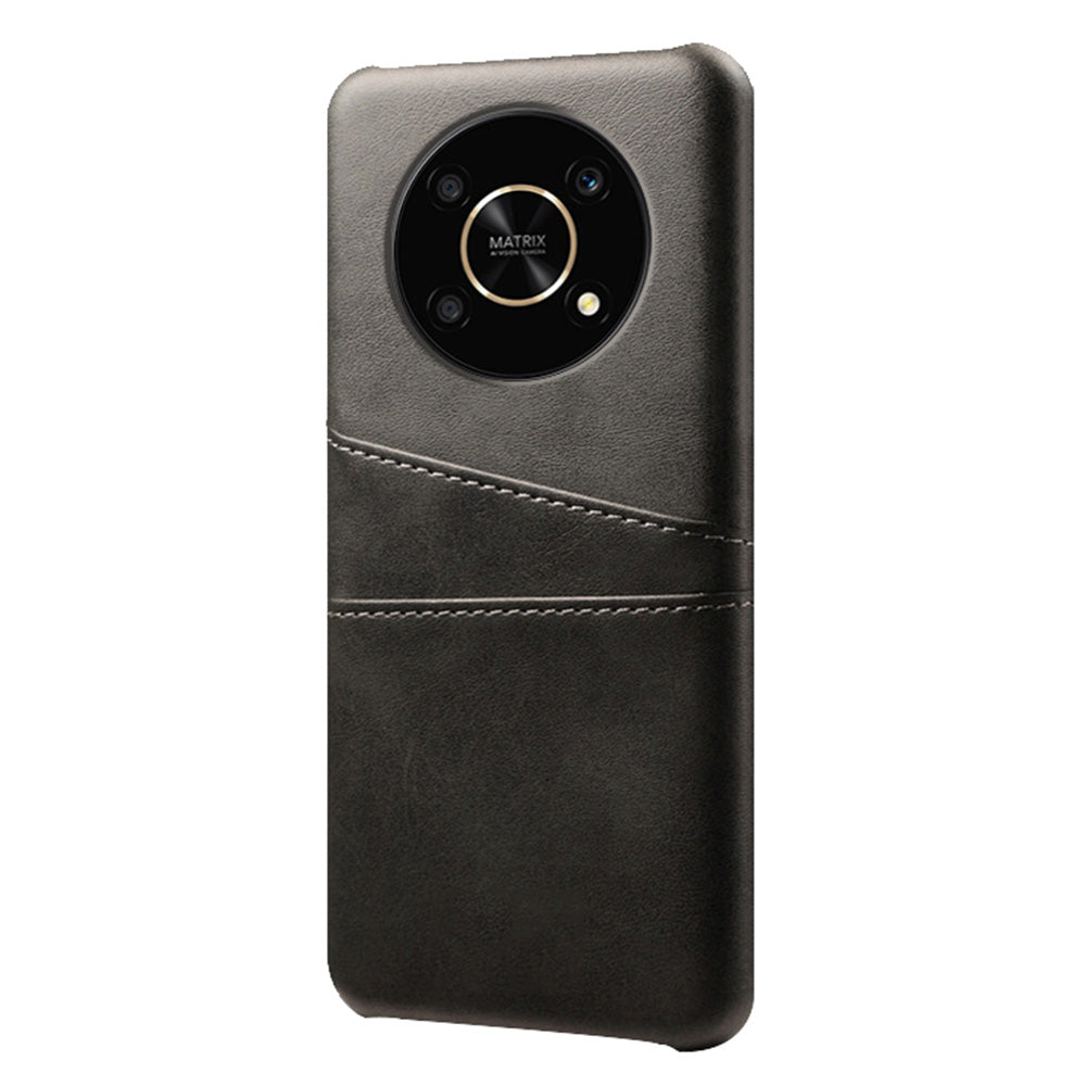 For Honor X30/Magic4 Lite 5G/X9 4G/5G Phone Case with Two Card Slots Wear-resistant PU Leather Coated Hard PC Protector Cover